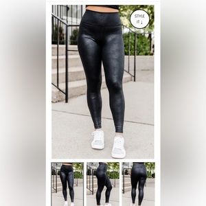 BLACK FAUX LEATHER LEGGINGS